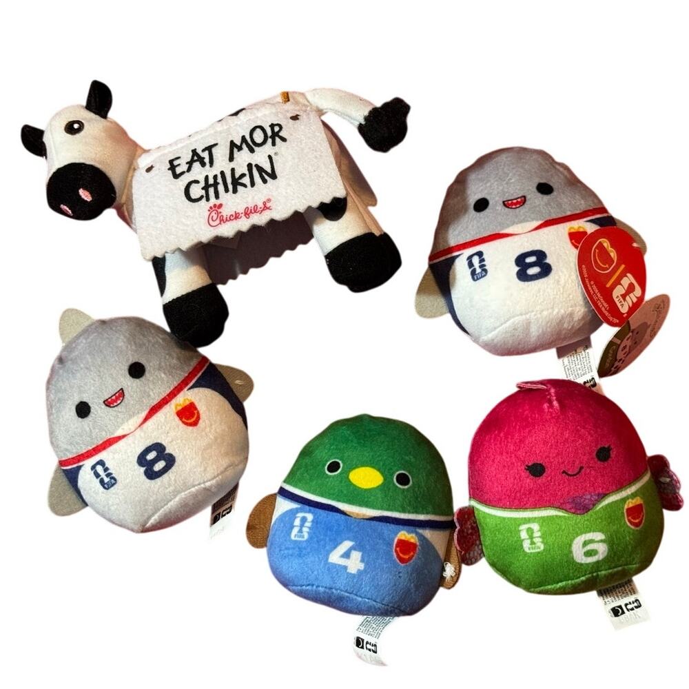 McDonald's FIFA World Cup 2026 Squishmallows & Chick-fil-A Cow Plush Toy Bundle